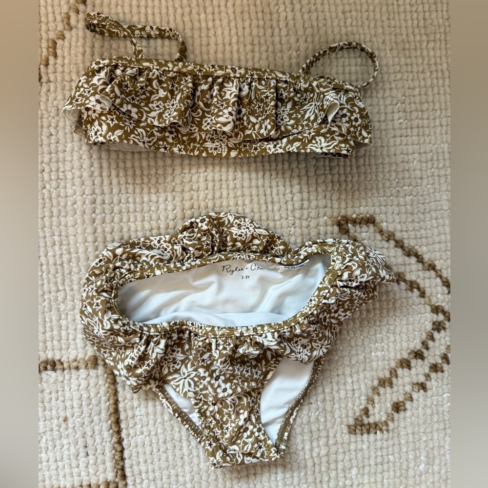 Rylee + Cru Floral Bikini Set in Brown and White